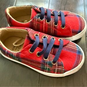 Janie and Jack Red and Blue Plaid Sneakers